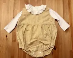 新品　ギンガムロンパース　イエロー・マスタード　サイズ80