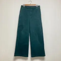 UNIQLO ダークグリーン ワイドパンツ Mサイズ レディース コットン 秋冬