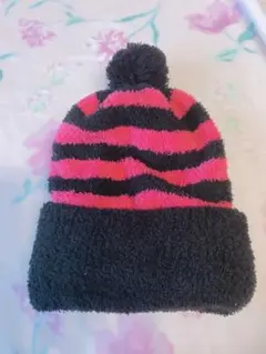 ニット帽 ピンク ブラック ボーダー