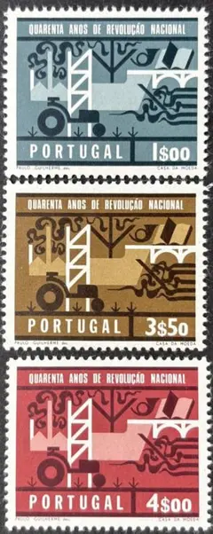 外国切手 ポルトガル/1966年 国家革命40周年記念 3種完