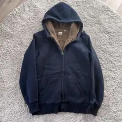 00s 美品　OLDUNIQLO 裏ボア　フルジップパーカー　ネイビー
