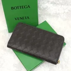 美品✨RFID内蔵 ボッテガ ラウンドファスナー イントレチャート 財布