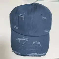 キャップ ダメージ 帽子 加工キャップ 100%コットン 青 男女兼用