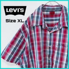リーバイス 半袖シャツ XL 古着 赤 オーバーサイズ チェック.16