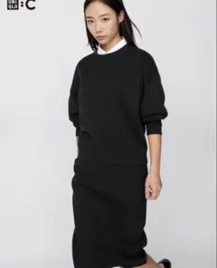 ユニクロ スムースコットンクルーネックセーター 黒