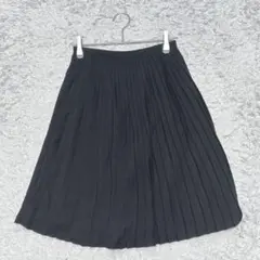 GUプリーツスカートフレアスカート膝丈［S］ブラック