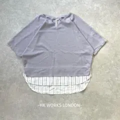 HK WORKS LONDON/半袖ドッキングTシャツ/M/パープル/Vネックのサムネイル