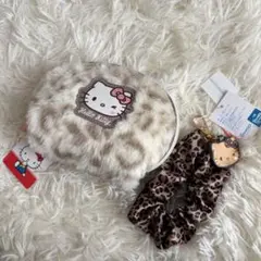 ハローキティ　ヒョウ柄　ポーチ　シュシュキーホルダー　2点セット　しまむら