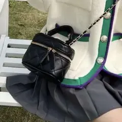SHEIN キルティング バニティ 黒