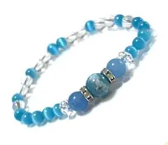 最終1点特価　さりげない細身ラズライト　アクアマリンパワーストーンブレスレット