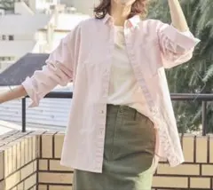 AMERICANHOLIC 淡いピンクの長袖シャツ