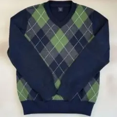 GAPアーガイルパターン Vネックセーター ネイビー
