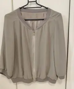 ジャンパー　リバーシブル　ジッパー付き ブルゾン　薄手　七分袖　カーキ