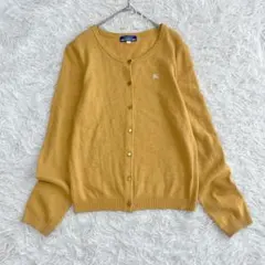 バーバリーブルーレーベル カシミヤ混カーディガン ホースロゴ刺繍 ロゴボタン黄色