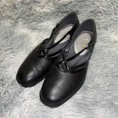 未使用級✨asics pedal 24.5cm パンプス　クロスストラップ　黒