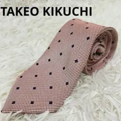TAKEO KIKUCHI ネクタイ ピンク系地 ドット柄 絹100％のサムネイル