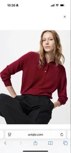 ユニクロUNIQLO メリノポロセーター　レッド