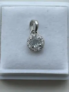 アクアマリン　シルバーメッキ　ペンダント　トップ