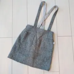 組曲　チェック柄ジャンバースカート　グレー　サイズ130