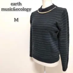 アースミュージックアンドエコロジー 【M】 ニット セーター 毛 ボーダー柄 秋