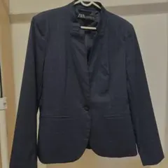 ZARA ノーカラーチェックジャケット セットアップ