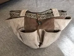 コーデュロイ トートバッグ ベージュ ブラウン