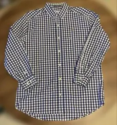 Lacoste ギンガムチェック柄 長袖シャツ 40 ネイビー　ブルー