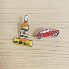 ヴィンテージ ピンバッジ 2点セット ＊ アンティーク レトロ 車 お酒