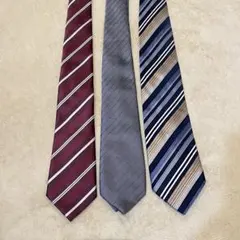 ネクタイ 3本セット ストライプ ワインレッド グレー ネイビー