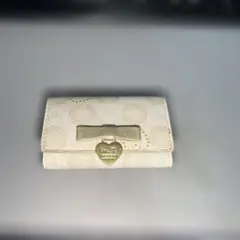 COACH 6連 キーケース オプワーク ハート柄 PVC レザー コーチ