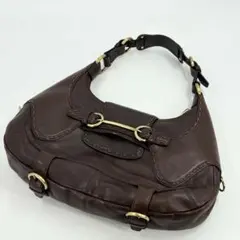 美品 ヒューゴボス ハンドバッグ ダークブラウン レザー ホーボー 1148のサムネイル