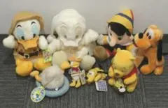 ８コ ディズニー ぬいぐるみ セット ドナルドダック ピノキオ プルート