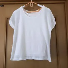 grove☆オフホワイト後ろリボン☆重ね着カットソーM☆