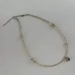 新品未使用　一点物　ビーズネックレス　ビーズアクセサリー　ハートネックレスのサムネイル