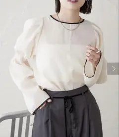 ミステック 配色パイピングブラウス