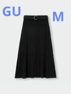 ジーユー　レーシーベルテッドニットスカートZ　レディース　ブラック　M