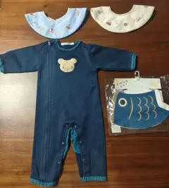 familiar くまのワンポイントロンパース 70cm とおまけ