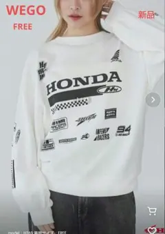 WEGO 別注　Hondaプルオーバービッグスウェット