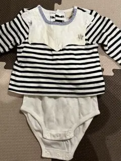 ストライプロンパース・カバーオール　petit main