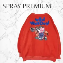 スプレープレミアム ロゴ バックプリント ポップ 狼 派手 差し色 トレーナー