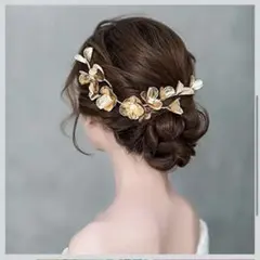 ヘッドドレス ウェディング ブライダル ヘアアクセサリー 髪飾り 花 ゴールド
