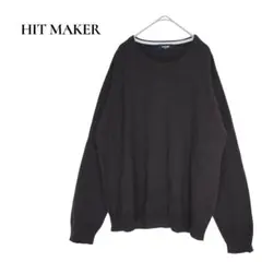 HITMAKER 大きいサイズ XL 長袖 ニット セーター ブラウン シンプル