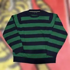 00s TOMMY HILFIGER ボーダー ニット グリーン ブラック M
