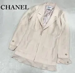 美品 CHANEL シャネル ジャケットココマーク ツイード ピンクベージュのサムネイル