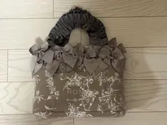 クラシカル・フリル・リボン・2way・ハンドメイド・ハンドバッグ