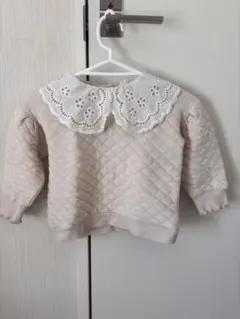 Cottoli アイボリーキルティング トレーナー レース襟