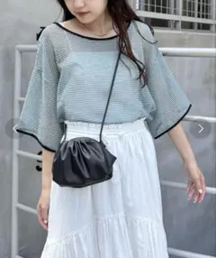 【CIAOPANIC TYPY】シアーレースボーダーリンガーTEE