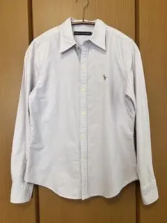ラルフローレン 長袖シャツ S 白〜淡いパープル系