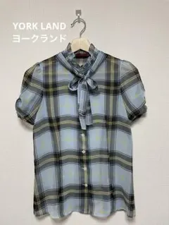 【美品】YORK LAND ヨークランド チェックシアーブラウス 9AR
