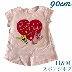 スポンジボブ Tシャツ 薄ピンク H&M 半袖　夏　90cm
